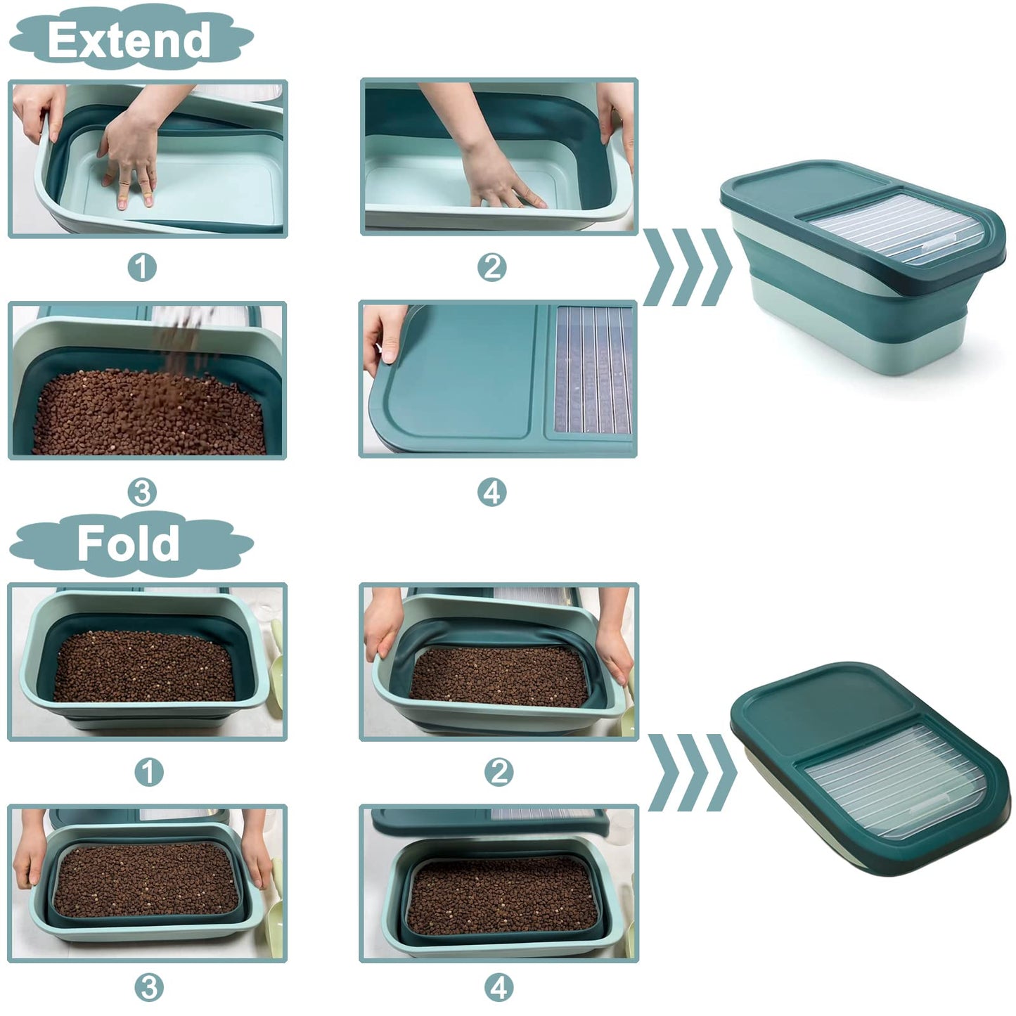 HOOPET Foldable Food Storage Drum Collapsible Cat Dog Food Storage Container Pet Dog Moisture-proof Grain Box with Lids Sealing