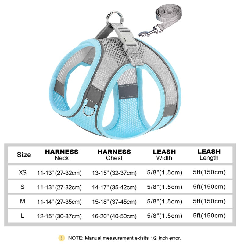 Small Cat Puppy Harness Leash Set Soft Breathable Pet Cat Harness Mesh Cat Vest with Lead for Small Cat Dogs Chihuahua Kitten