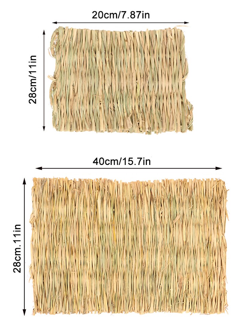 Rabbits Bunny Grass Mat Small Animal Woven Hay Mat Natural Straw Bedding Resting Cage Mat For Guinea Pig Chinchilla Hamster Rat