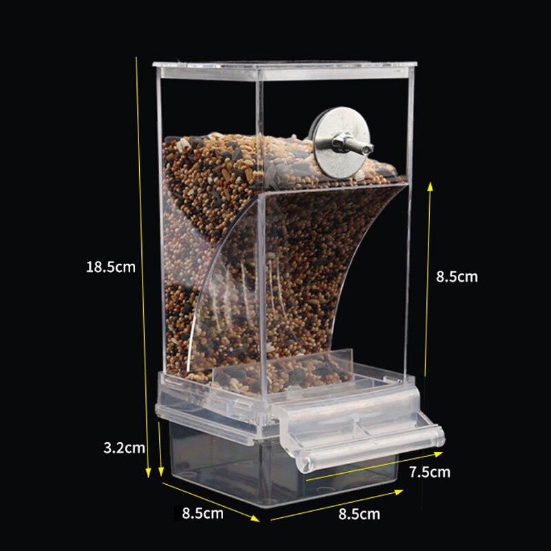 Acrylic No Mess Bird Feeders Automatic Parrot Feeder Drinker Food Container For Perch Budgerigar Parakeets Bird Cage Accessories