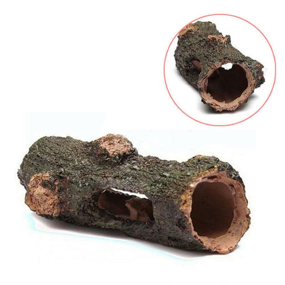 Aquarium Hollow Tree Tunnel Cave Ornament Fish Shrimp Turtle Hiding Shelter Fish Tank Decorations Accessories