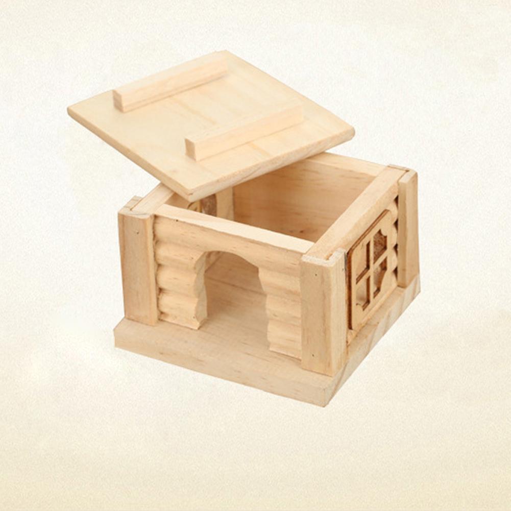 Hamster Wooden House With Window Removable Top Fine Workmanship Hideout House Playpen Small Pet Supplies