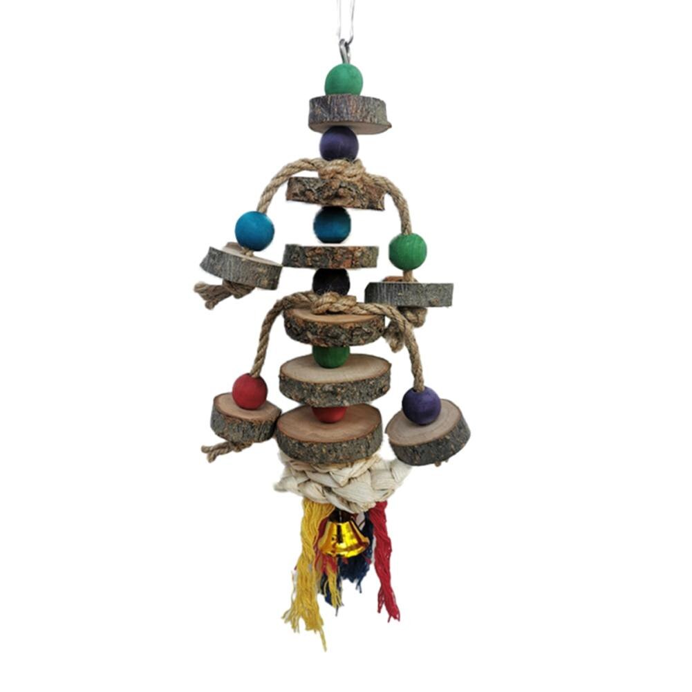 Parrot Natural Blocks Tearing Toys With Hook Colorful Wooden Beads Chew Toy For Small Medium Birds