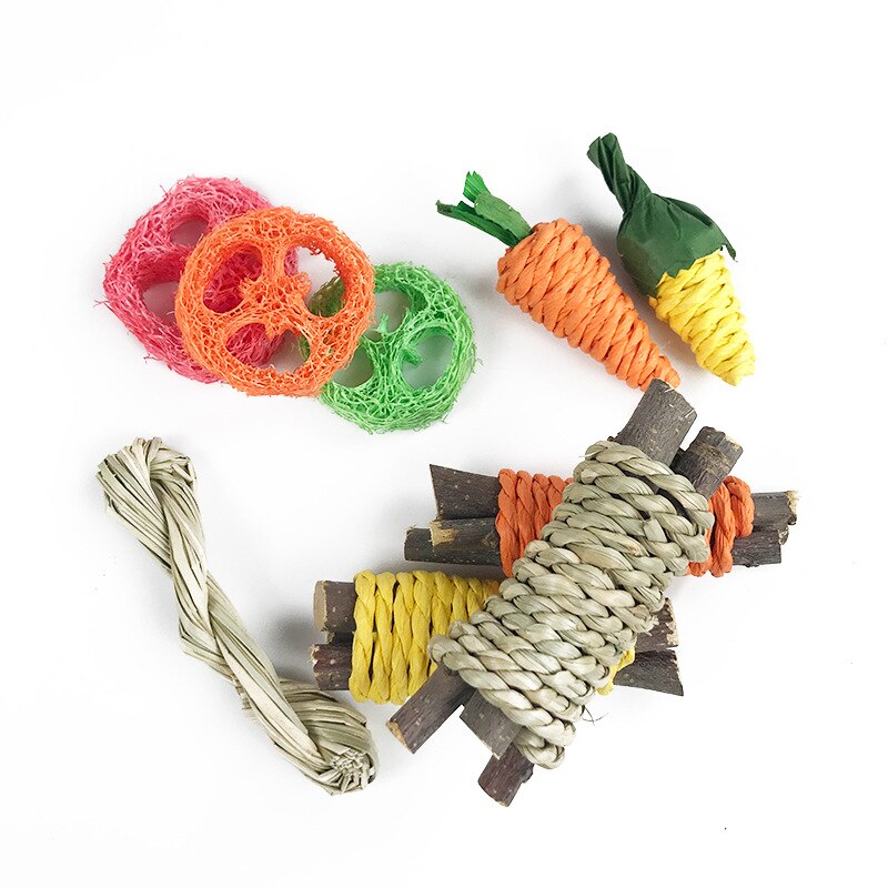 Small Animal Chew Toy Rabbit Carrot Grind Teeth Toy Rodent Chew Applewood Stick Molar Toys For Guinea Pig Chinchilla Hamsters