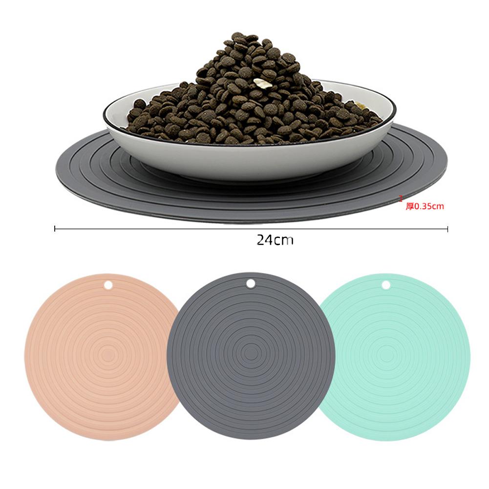 Pet Round Silicone Placemat Non-slip Solid Color Food Mat Bowl Pad Pet Supplies For Dogs Cats