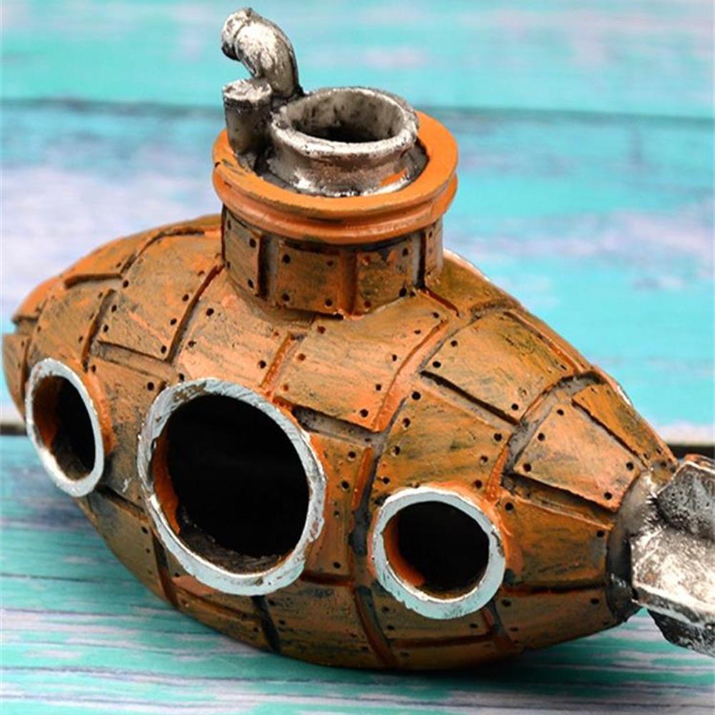 Resin Fish Hiding Cave Shelter Boat Decoration Ornaments Layout Prop Fish Tank Aquarium Supplies