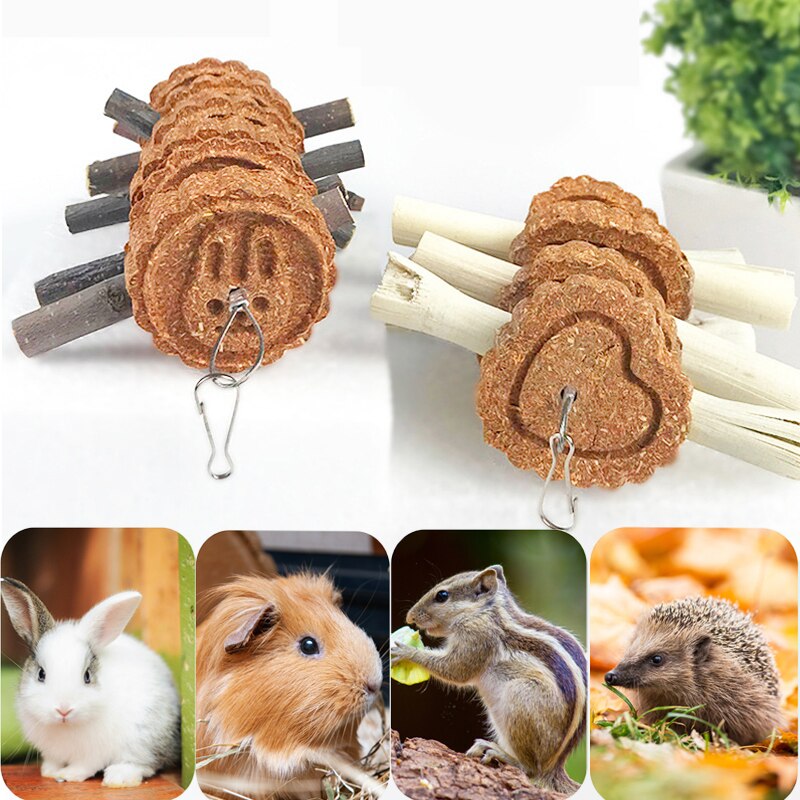 Guinea Pig Bite Grind Teeth Toys Pets Apple Branch Sticks with Grass Ball Molar Bunny Chew Toy for Rabbit Hamster Chinchilla