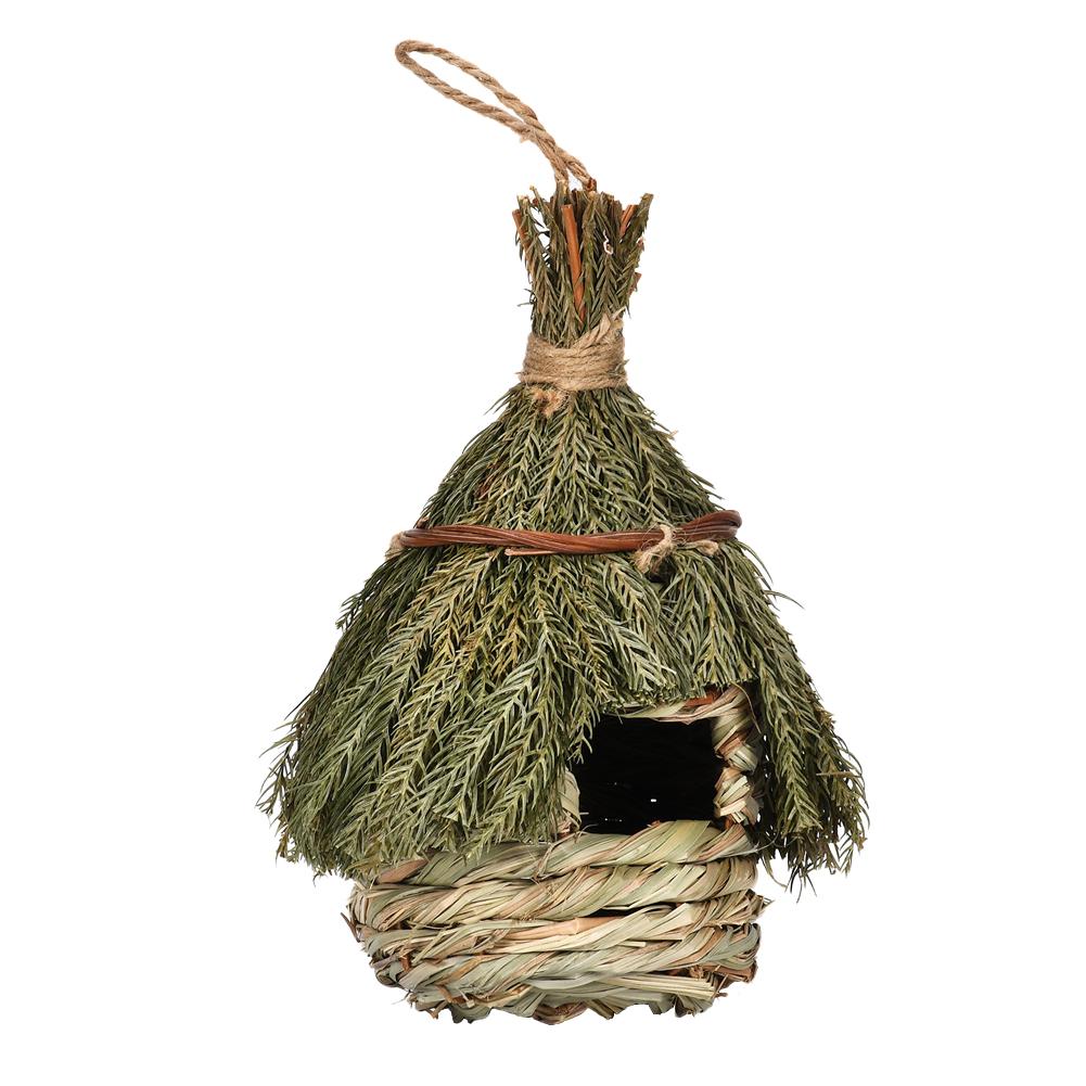 Hand-woven Natural Grass Bird House With Hanging Rope Multipurpose Bird Nest Shelter Hut Pet Supplies
