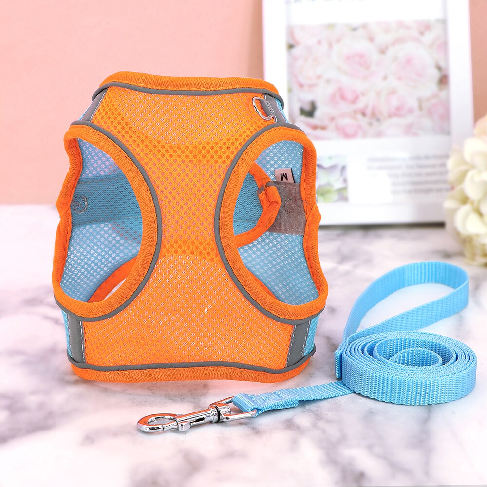Small Cat Puppy Harness Leash Set Soft Breathable Pet Cat Harness Mesh Cat Vest with Lead for Small Cat Dogs Chihuahua Kitten
