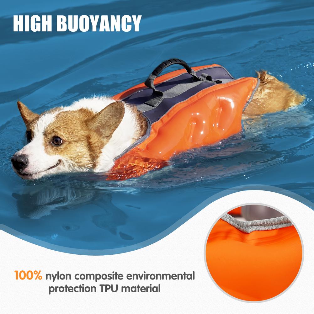 Pet High Buoyancy Life Jacket Oxford Cloth Adjustable Safety Vest With Pump For Small Medium Large Dogs