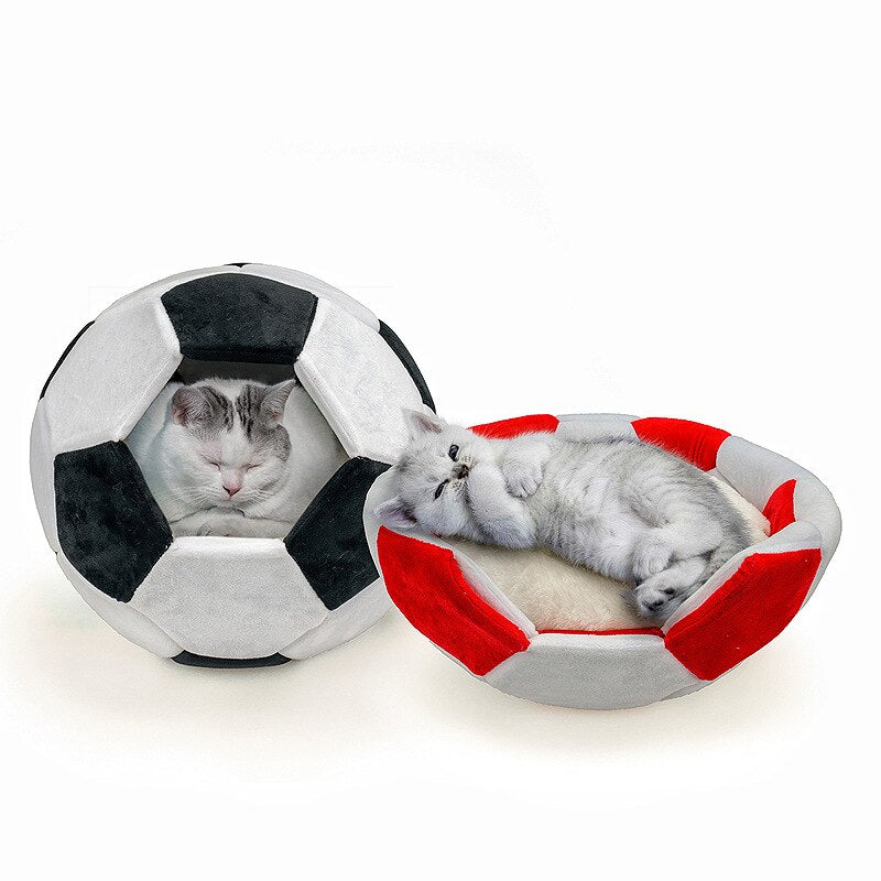 Designer Football Funny Bed For Small Dogs Red Black Autumn Winter Pet Cat Puppies Animal Nest Sofa House Indoor With Cushion