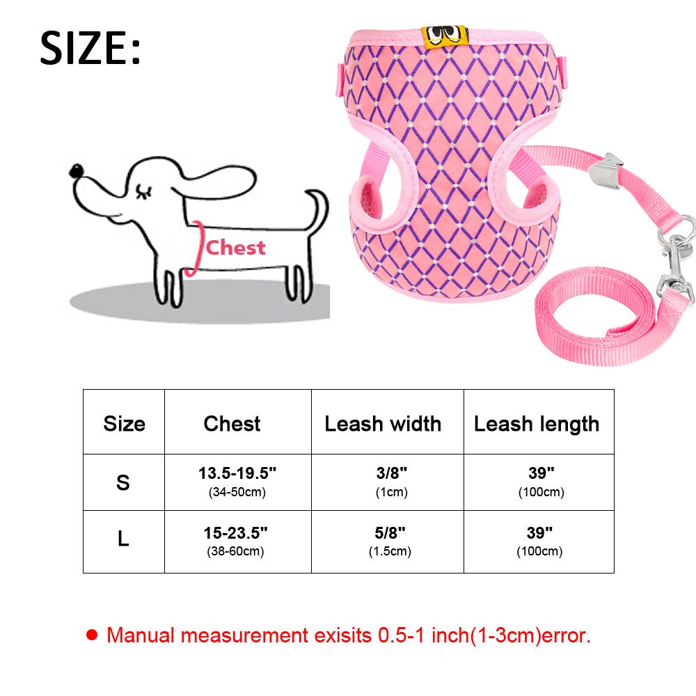 Small Cat Puppy Harness Leash Set Soft Breathable Pet Cat Harness Mesh Cat Vest with Lead for Small Cat Dogs Chihuahua Kitten