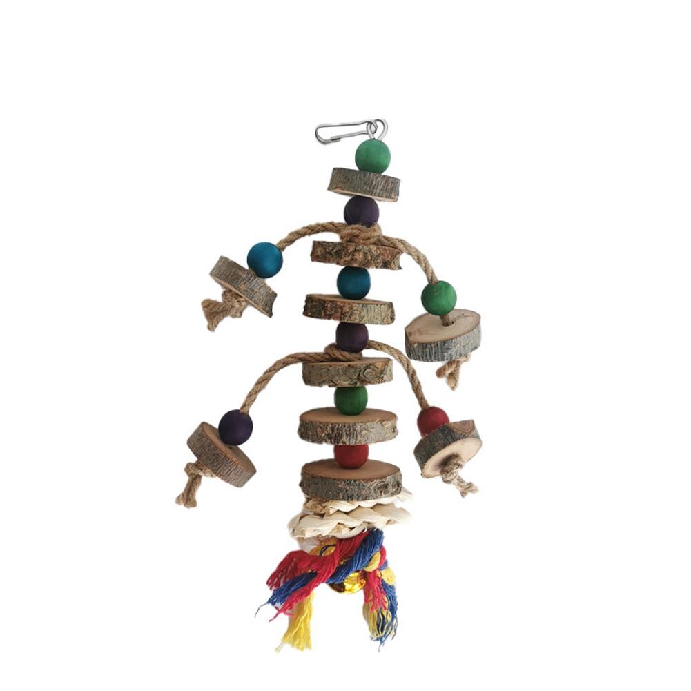 Parrot Natural Blocks Tearing Toys With Hook Colorful Wooden Beads Chew Toy For Small Medium Birds