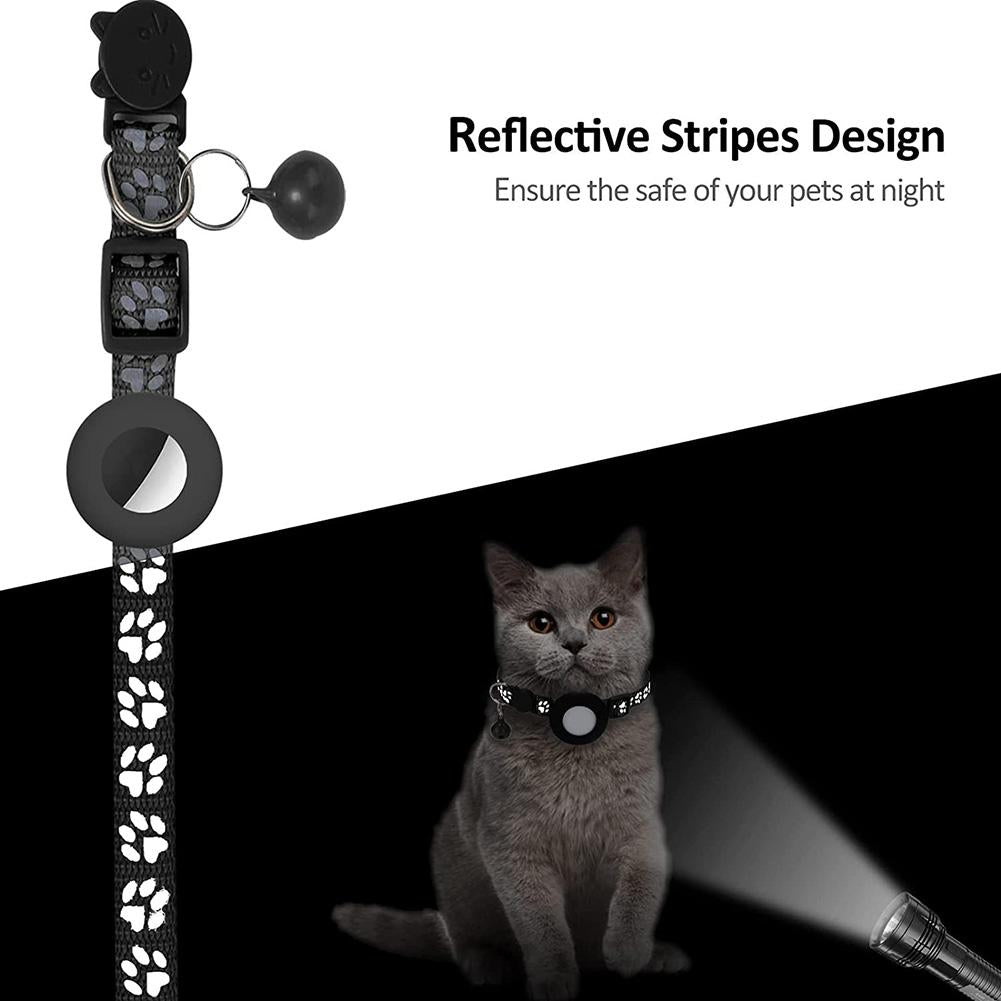 Pet Safety Reflective Collar Adjustable Footprint Print Pet Necklace With Bells