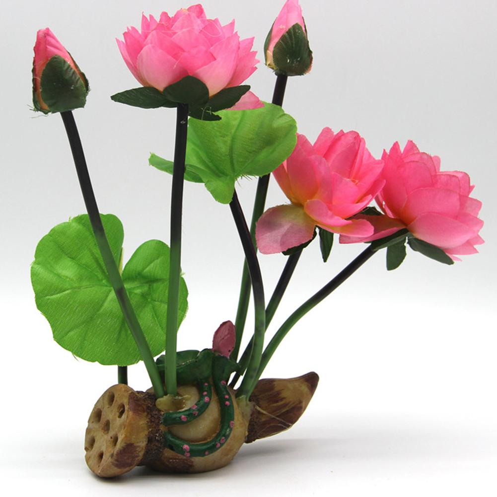 Artificial Lotus Flower Ornament Faux Resin Flower Arrangement For Fish Tank Landscaping Decoration