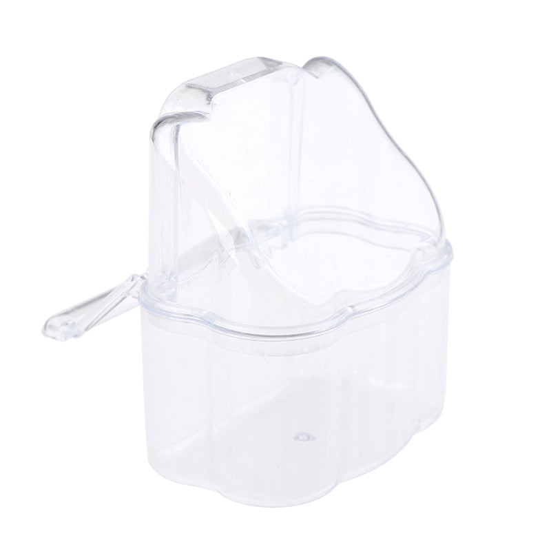 2Pcs Parrot Bird Transparent Plastic Food Cup Bowl Dispenser Waterer Box Bird Cage Feeding Tool Accessories for Parakeets
