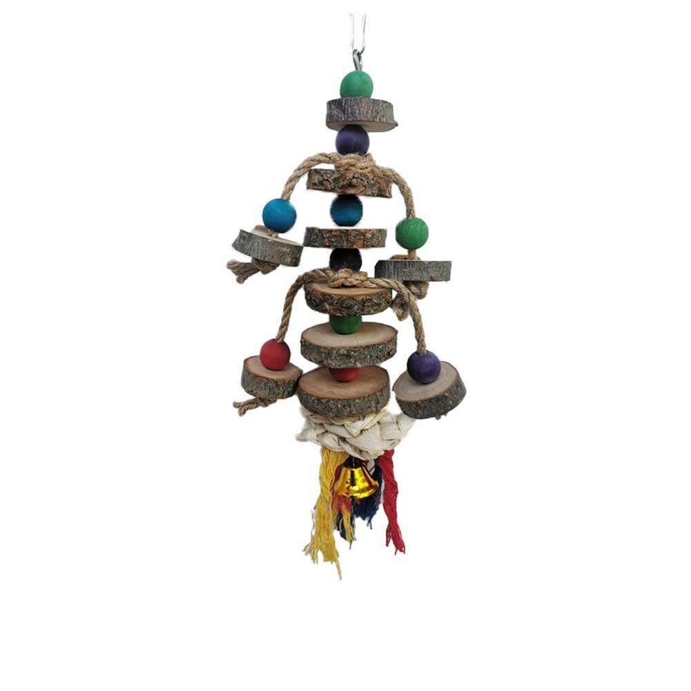 Parrot Natural Blocks Tearing Toys With Hook Colorful Wooden Beads Chew Toy For Small Medium Birds