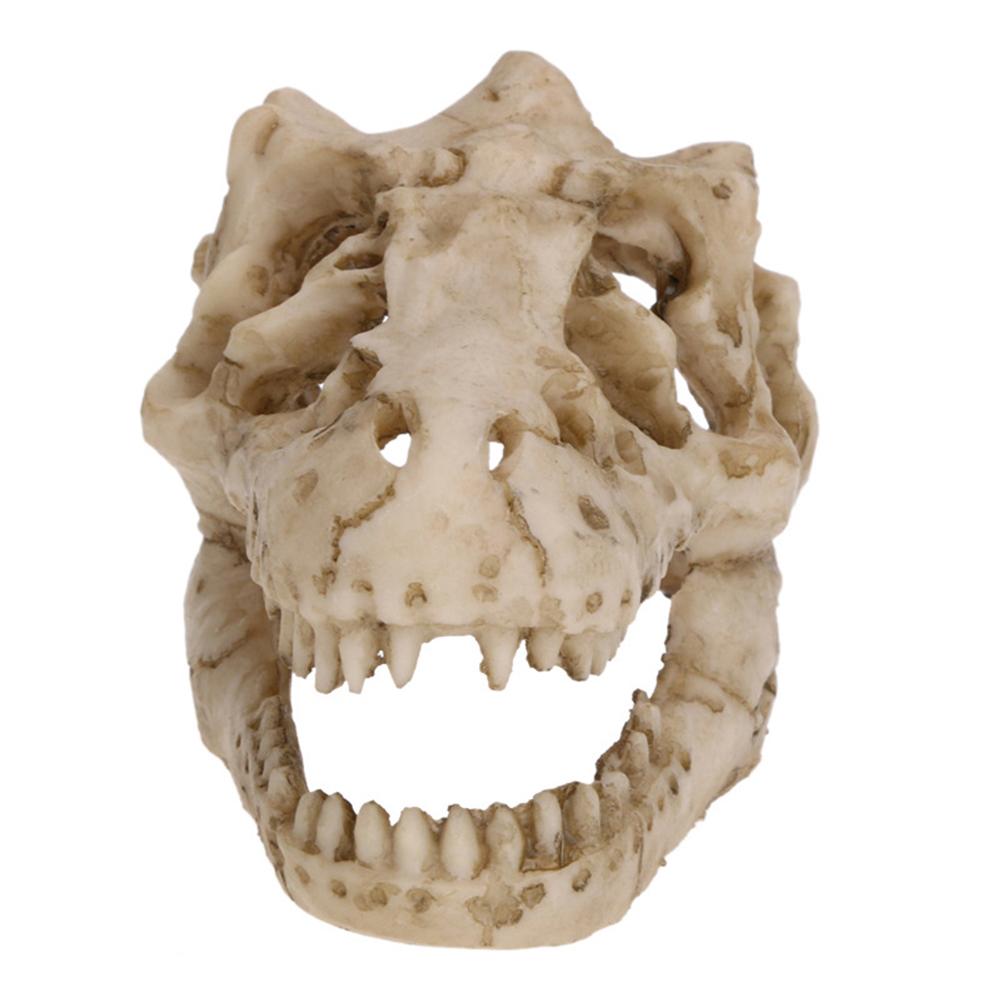 Reptile Dinosaur Skull Statue Ornament Hide Cave Shelter House For Aquarium Fish Tank Landscape Decor