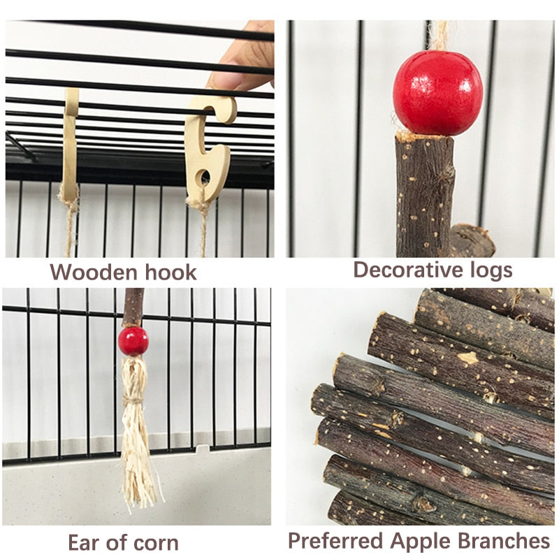 Natural Organic Apple Wood Chew Toy Rabbit Small Animal Tooth Snacks Pets Chew Toys Apple Branch Mmolar Cinnamon Strings