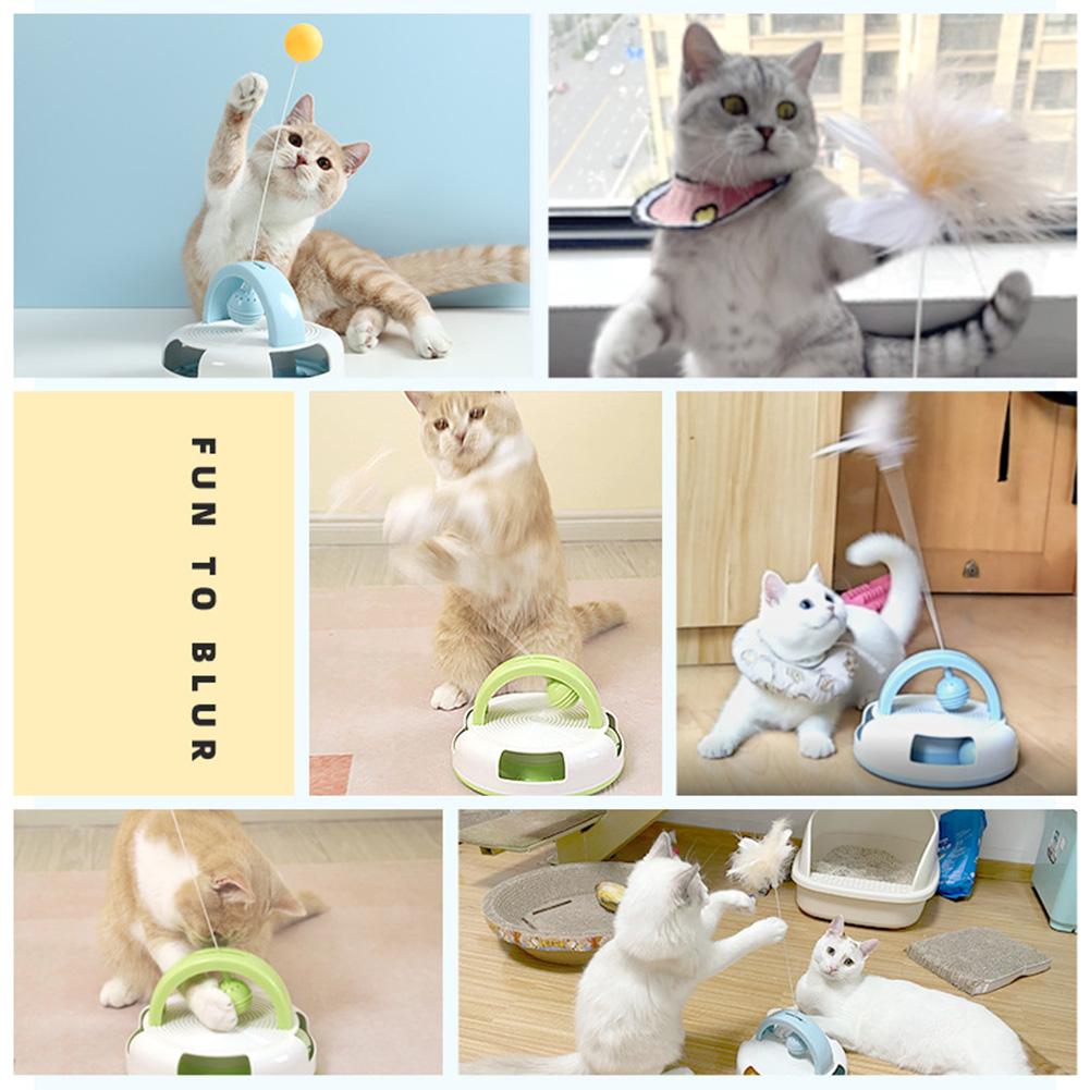 Cat Teaser Stick With Rotating Turntable Table Tennis Self-happy Interactive Toy Cat Supplies