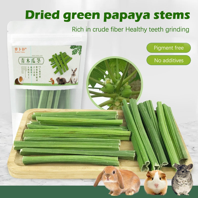 20g Rabbit Molar Papaya Stem Hamsters Chinchillas Rabbit Parrot Rat Guinea Pig Food Snacks Cleaning Teeth Treat Molar Chew Toy