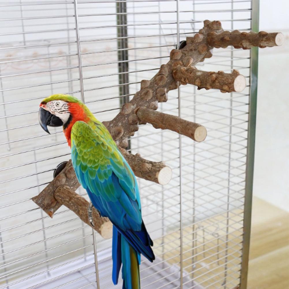 Parrot Nature Wood Climbing Ladder Perch Stand Chew Toys Bird Cage Accessories For Small Animal