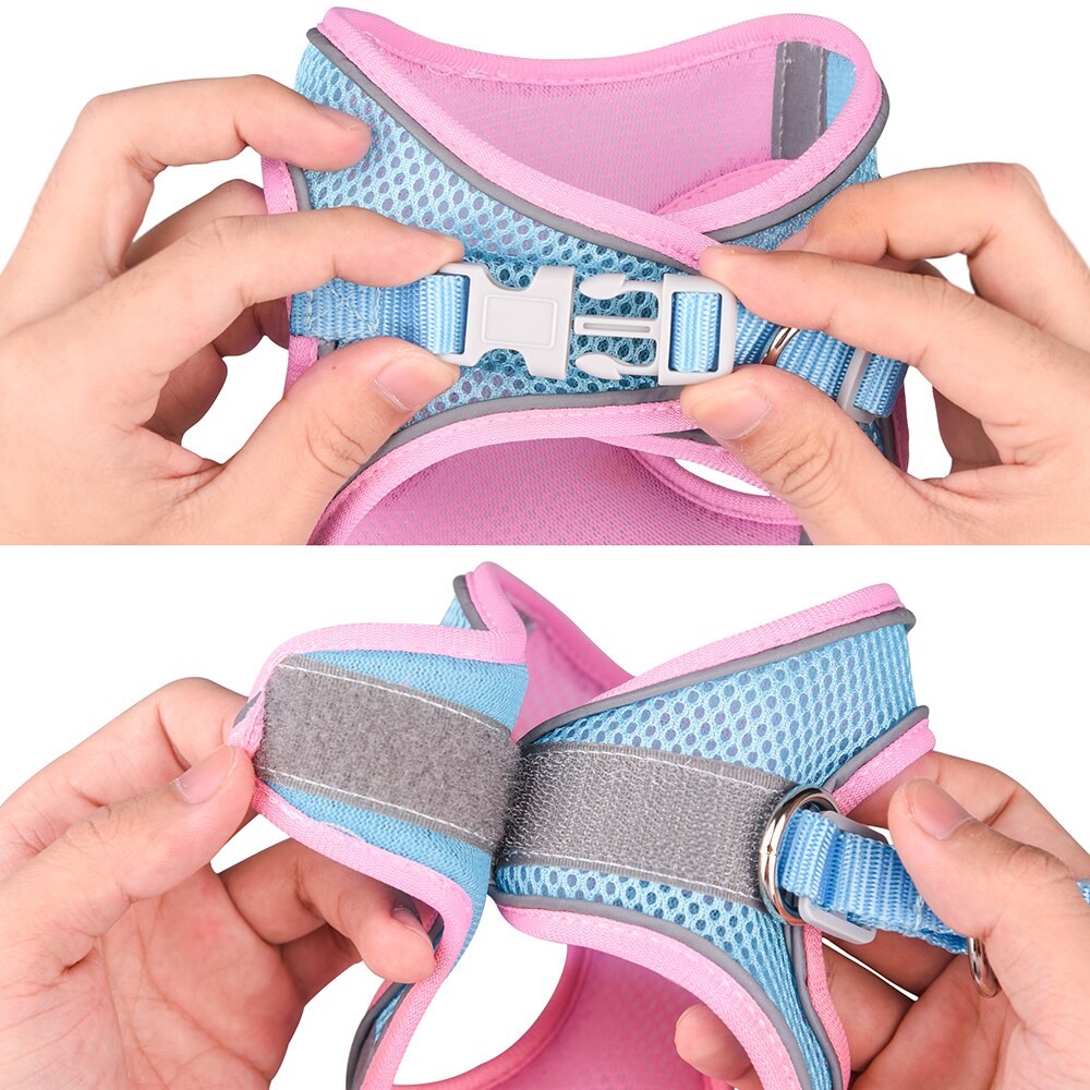 Small Cat Puppy Harness Leash Set Soft Breathable Pet Cat Harness Mesh Cat Vest with Lead for Small Cat Dogs Chihuahua Kitten
