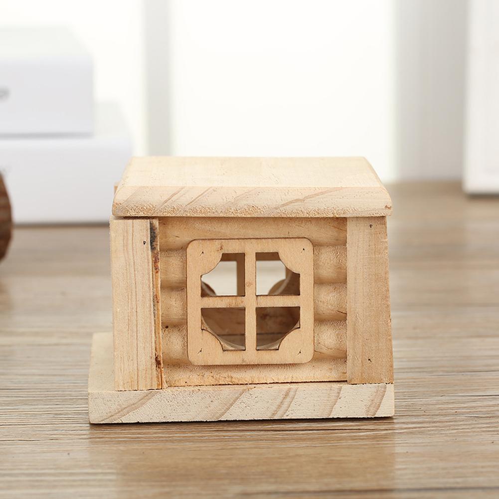 Hamster Wooden House With Window Removable Top Fine Workmanship Hideout House Playpen Small Pet Supplies