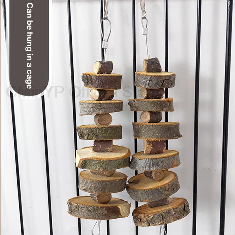 8Pcs Rabbit Roller Toy Wooden Pine Dumbells Unicycle Bell Chew Teeth Cleaning Toys for Guinea Pigs Rat Small Pet Molars Supplies