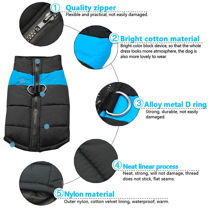 S-5XL Winter Warm Dog Clothes Waterproof Outfit Vest Winter Clothes for Pets Small Big Dogs acket Coat Padded Jacket Windproof