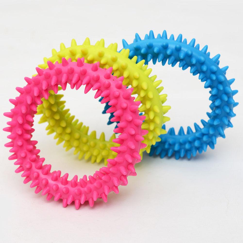 Tpr Rubber Thorn Ring Circle Bite-resistant Tooth Cleaning Molar Toys For Cats Dogs (random Colors)