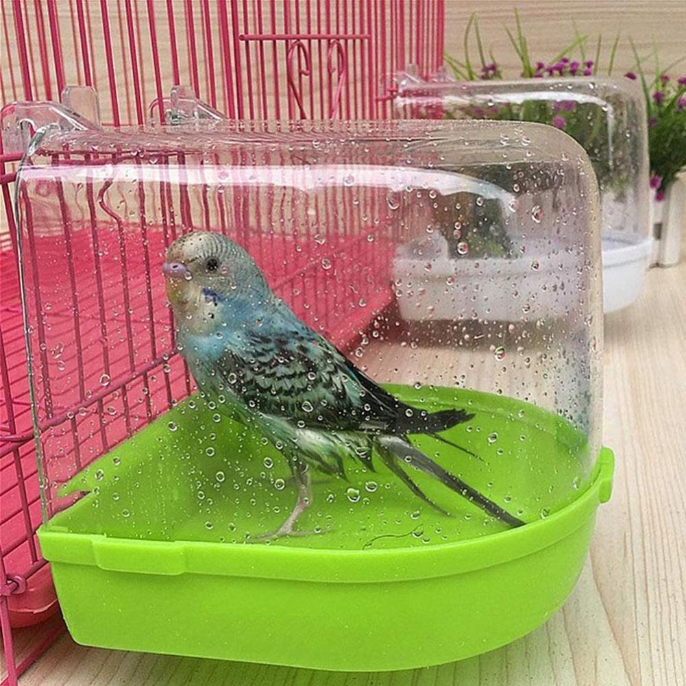 Removable Parrot Bath Box Bathing Basin Outdoor Bird Basin Bath Bird Cage Parrot Supplies for Small Birds Canary Budgerigar