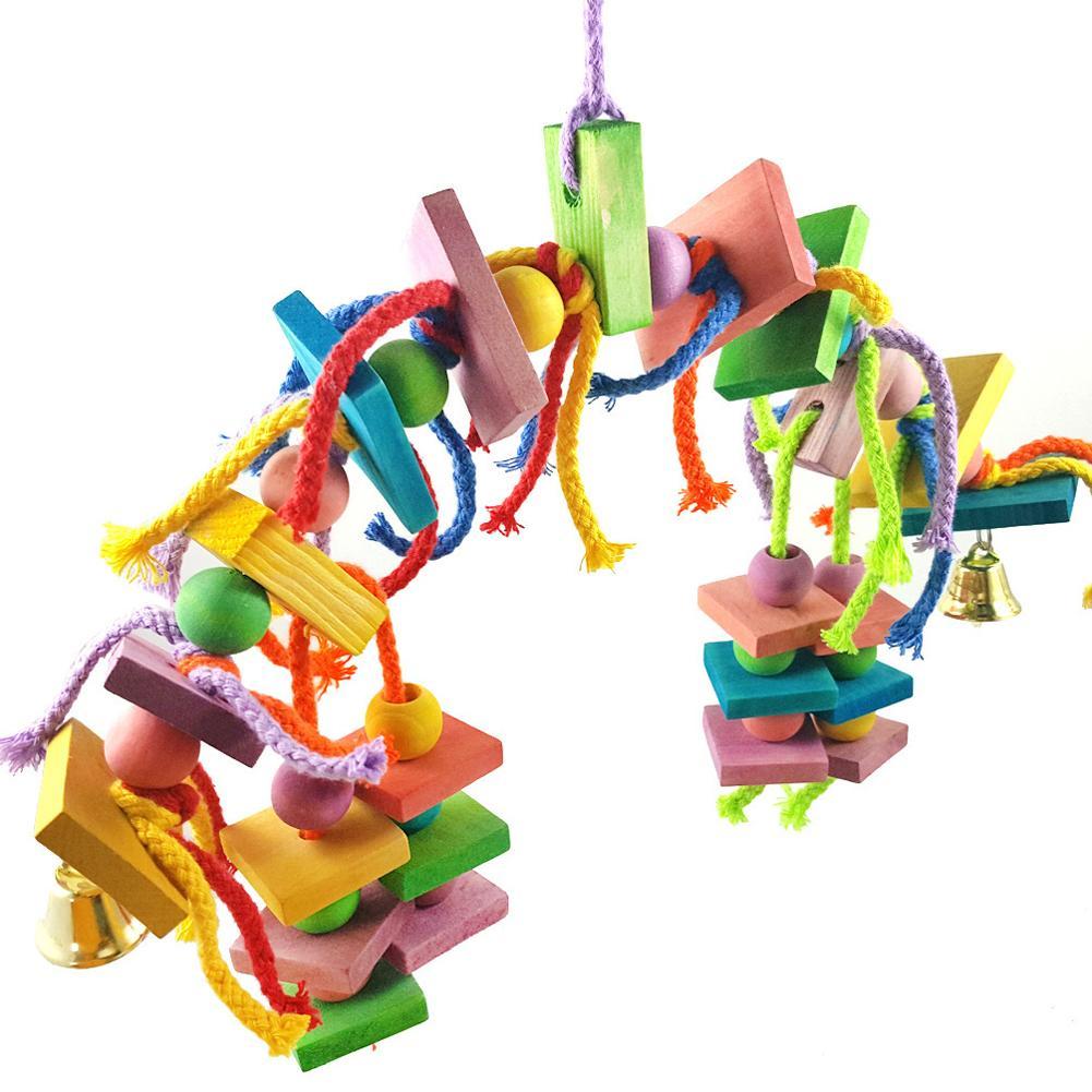 Parrot Colorful Natural Wooden Chew Toys Hanging Swings Toy Climbing Ladder Bird Cage Accessories Pet Supplies