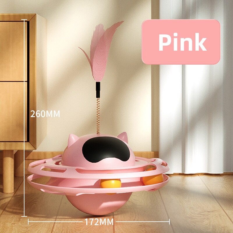 HOOPET Interactive Toys for Cats Indoor Kitten Rotating Toys Funny Exercise Tower Boredom Turntable Teaser Plume Cat Durable Toy