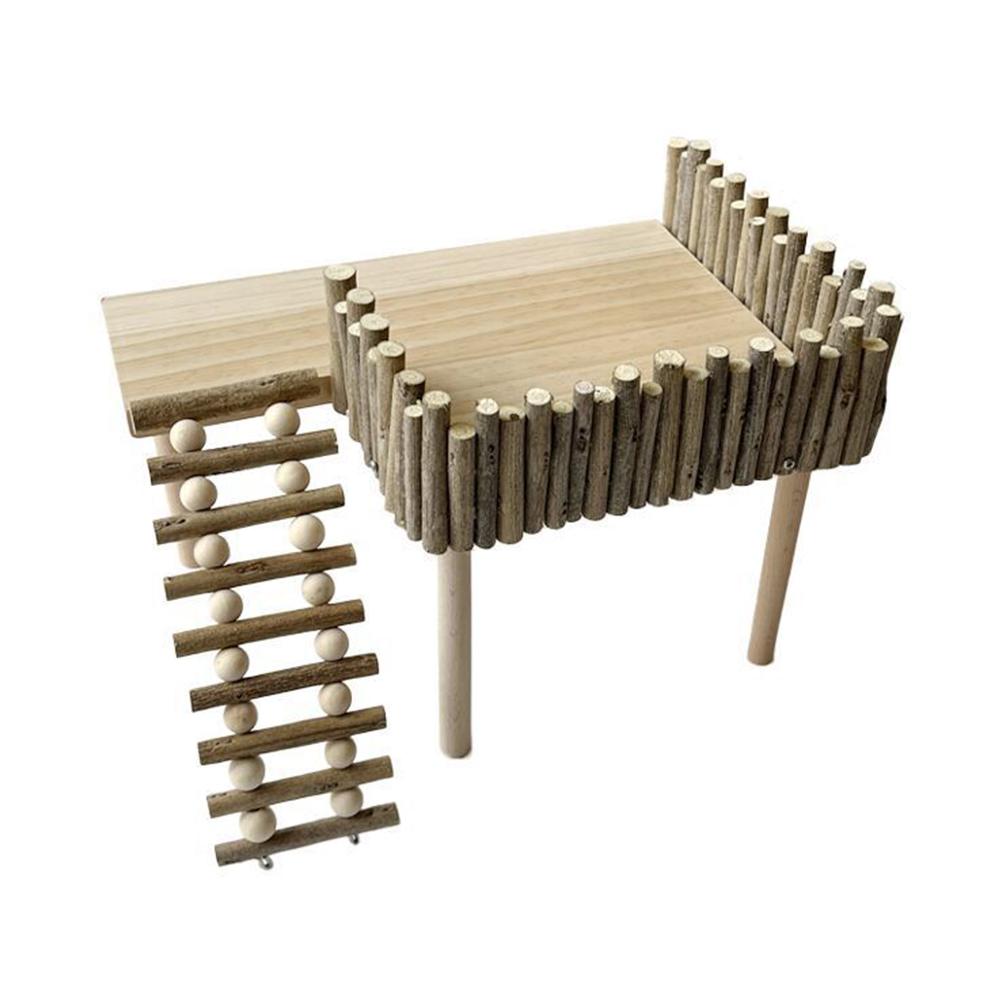 Natural Wooden Platform Stand Shelf For Hamster Golden Bear Double Floor Cage Accessories For Climbing Playing