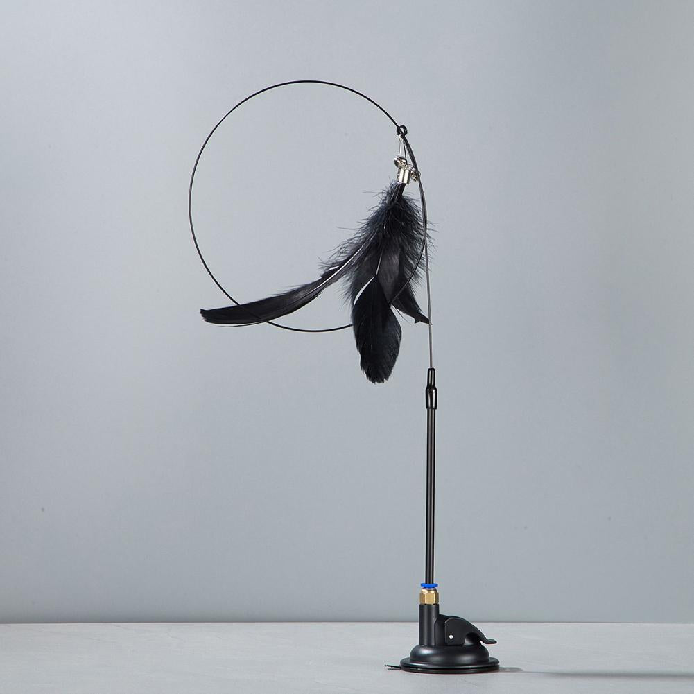 Funny Cat Teaser Stick Replaceable Hook Design Suction Cup Long Rod Interactive Feather Teaser Stick Pet Supplies