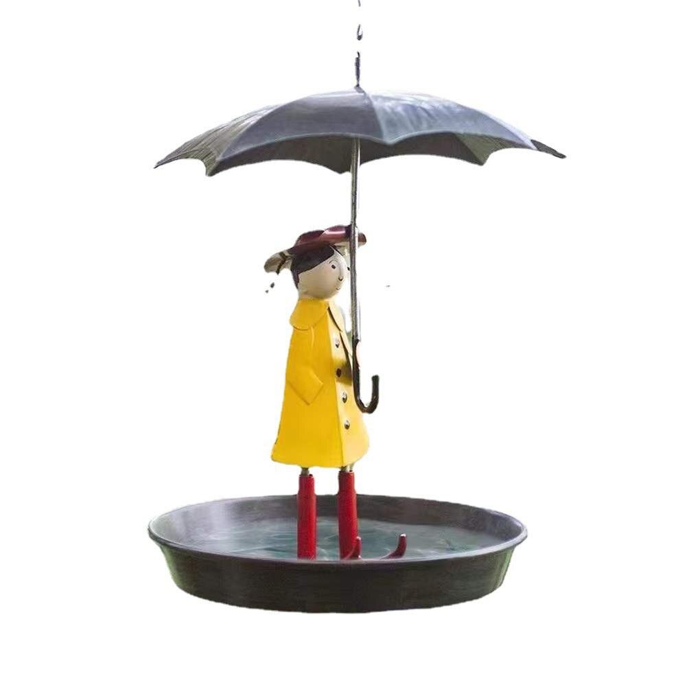Creative Bird Bath Hanging Bird Feeder Girl With Umbrella Tray Yard Garden Decoration Outdoor Gardening Exterior Decoration