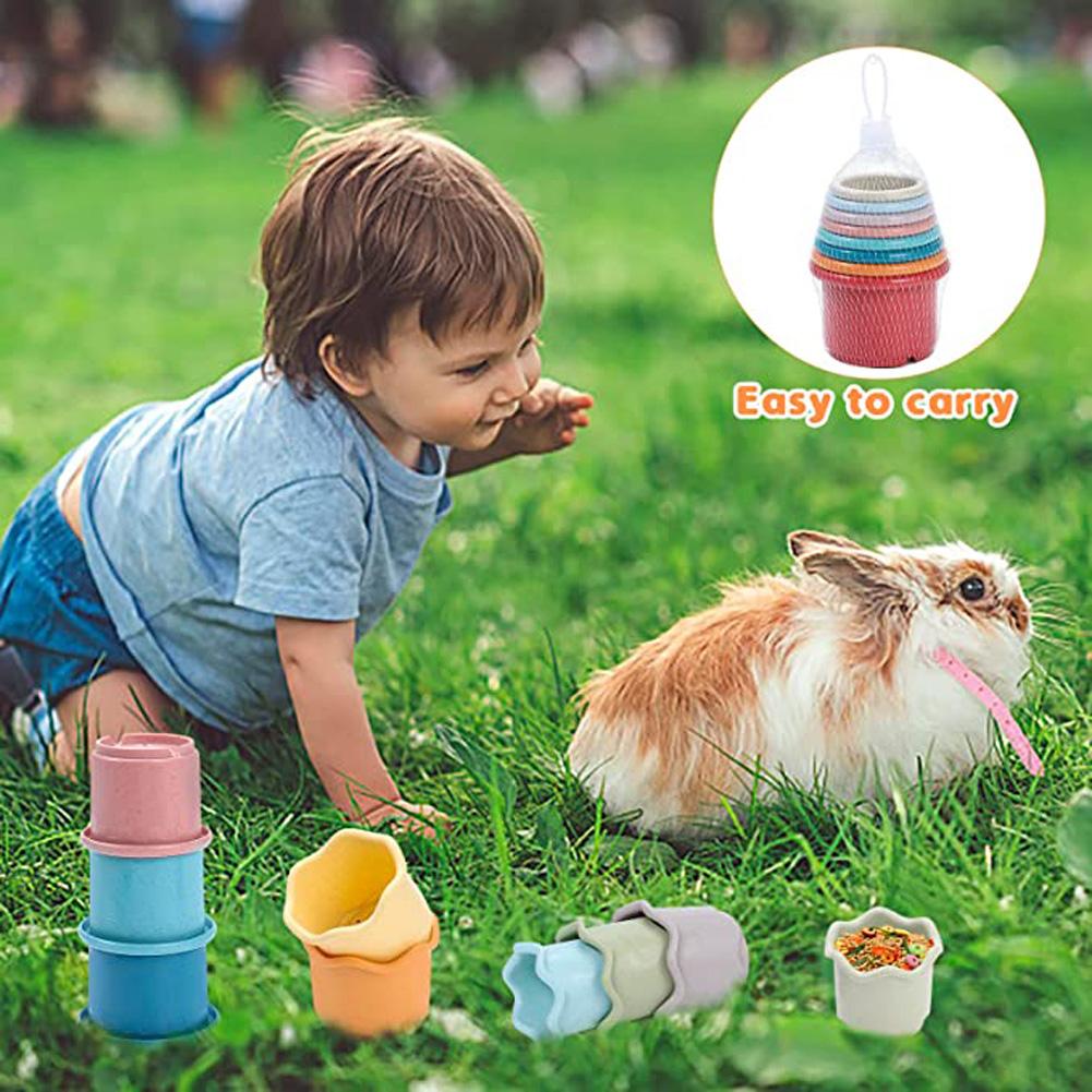 Stacking Cups Toy For Rabbits Multi-colored Reusable Small Animals Puzzle Toys For Hiding Food Playing