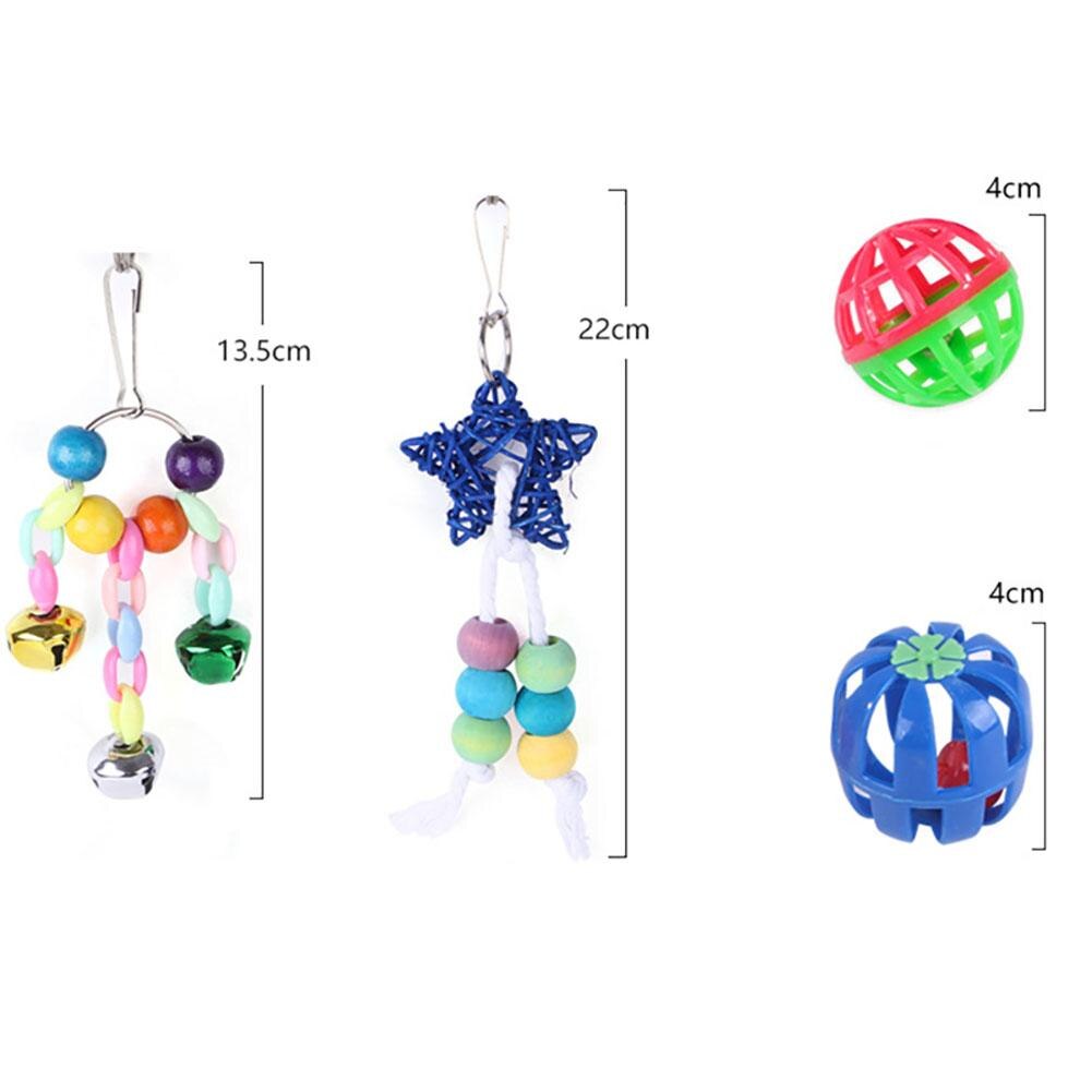 10pcs Pet Bird Wooden Toy Set Parrot Colorful Hanging Wear-resistant Cage Swing Bridge Bird Supplies