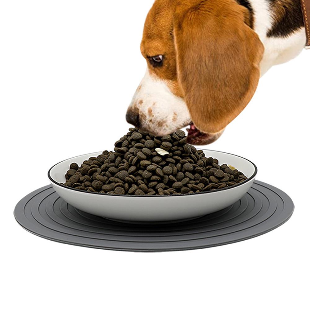 Pet Round Silicone Placemat Non-slip Solid Color Food Mat Bowl Pad Pet Supplies For Dogs Cats