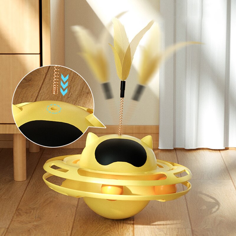 HOOPET Interactive Toys for Cats Indoor Kitten Rotating Toys Funny Exercise Tower Boredom Turntable Teaser Plume Cat Durable Toy