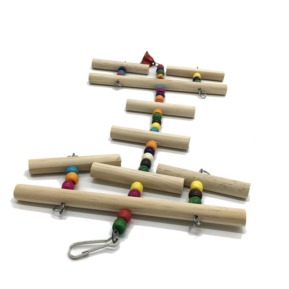 Parrot Hanging Chew Toys Colorful Round Wooden Bead Birdcage Accessories With Bell For Small Medium Parrot