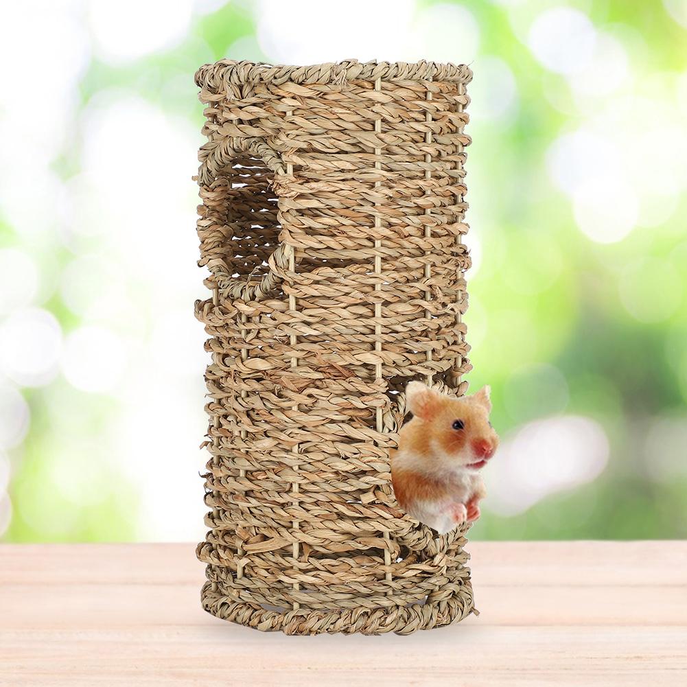 Hamster Grass Tunnel Toy Breathable Bite-Resistant Pet Nest Natural Water Grass Woven House For Parrots Hedgehog Chinchillas