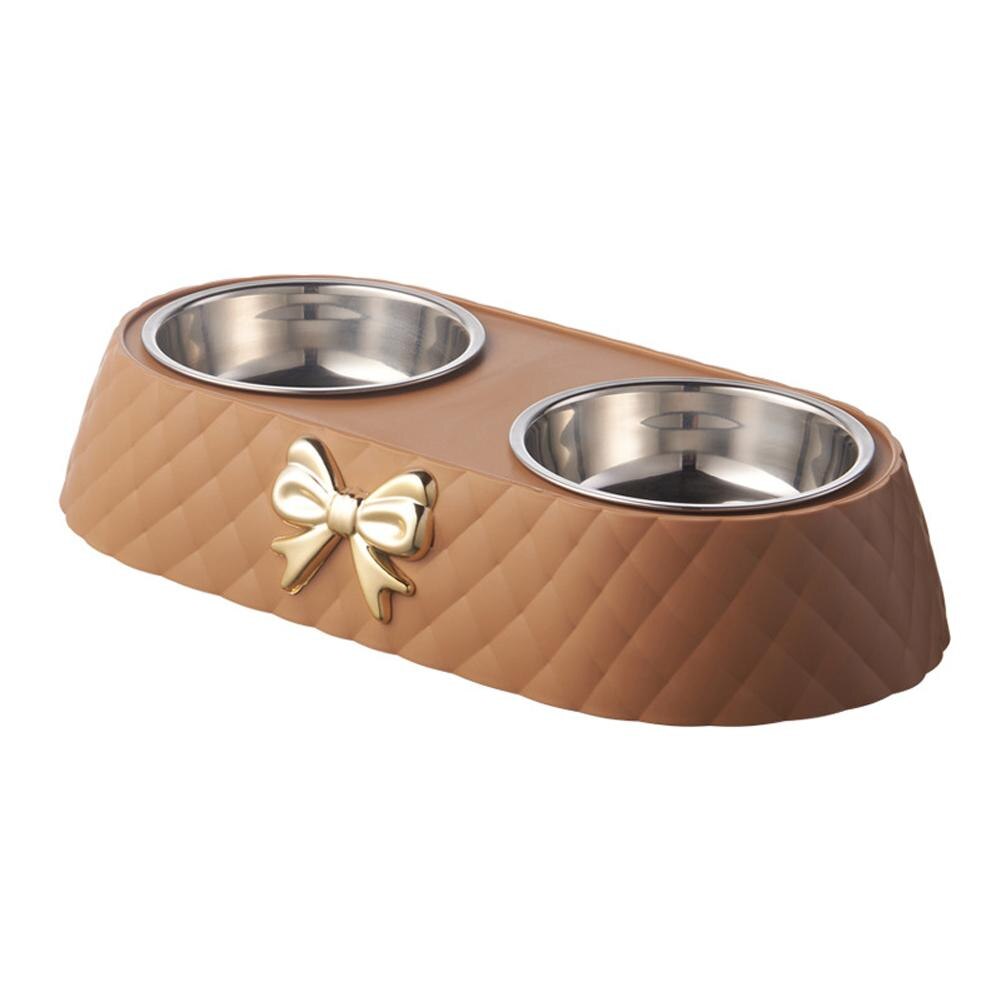 Pet Food Bowl Detachable 201 Stainless Steel Double Bowl Bow-tie Decoration Pet Accessories For Cats Dogs