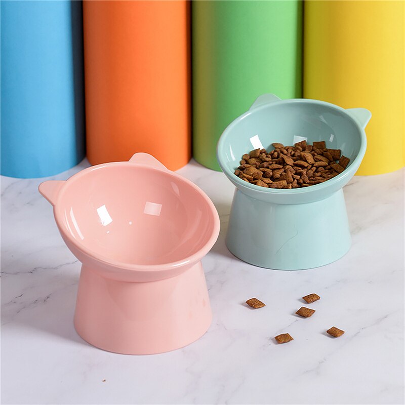 Cat Feeder Elevated Bowl With Raised Stand Plastic Pet Food Water Feeder Drinker Bowls Dispenser For Dogs Puppy Cat Accessories