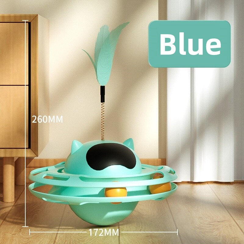 HOOPET Interactive Toys for Cats Indoor Kitten Rotating Toys Funny Exercise Tower Boredom Turntable Teaser Plume Cat Durable Toy