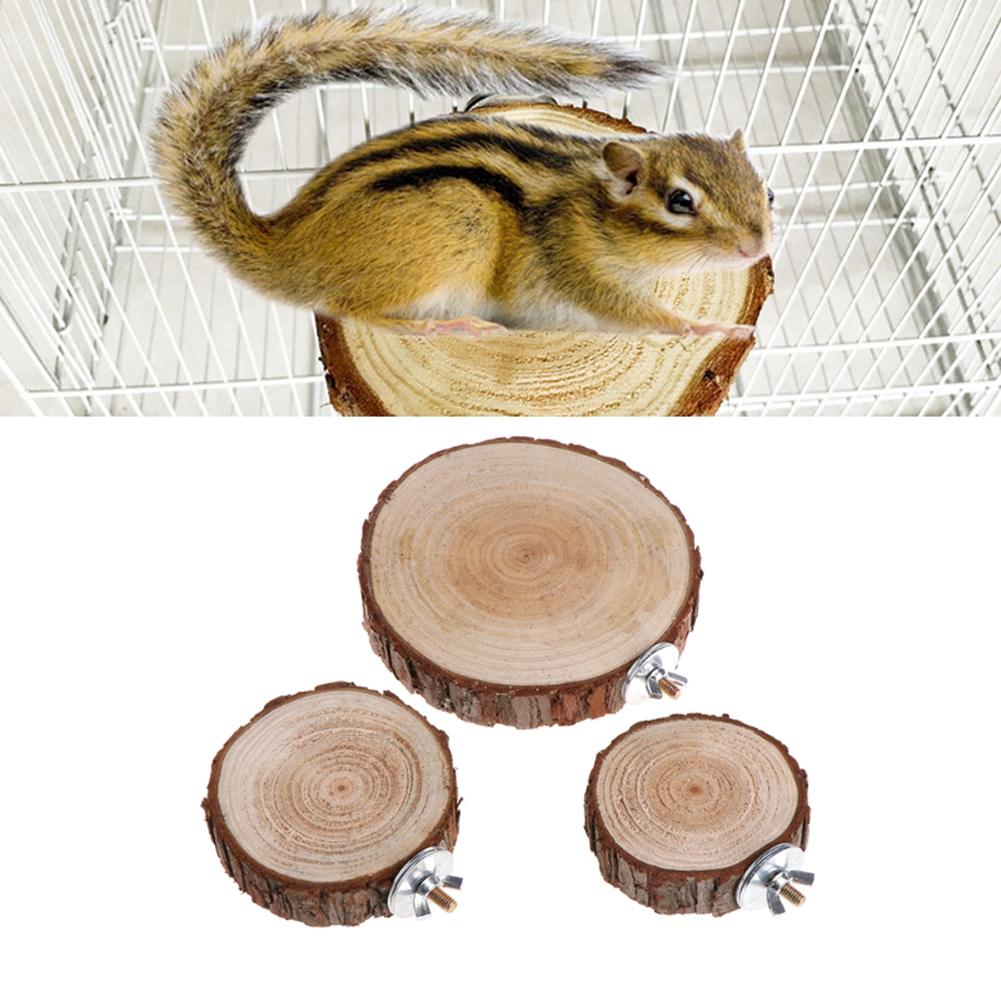 Pet Parrot Bird Cage Perches Platform Round Wooden Stand Board Birds Biting Toys Small Pets Supplies
