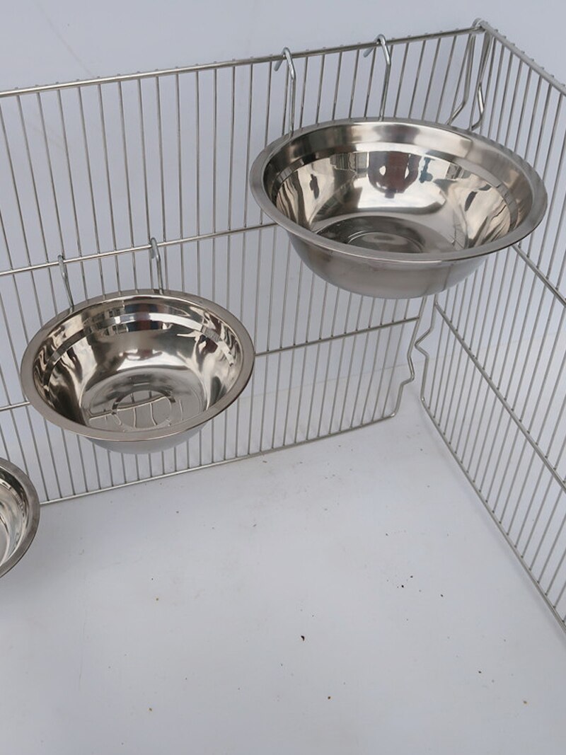 Pet Birds Parrot Hanging Cage Bowl Dish Cup Anti-turnover Stainless Steel Feeding Food Drinking Feeder For Parakeet Lovebird