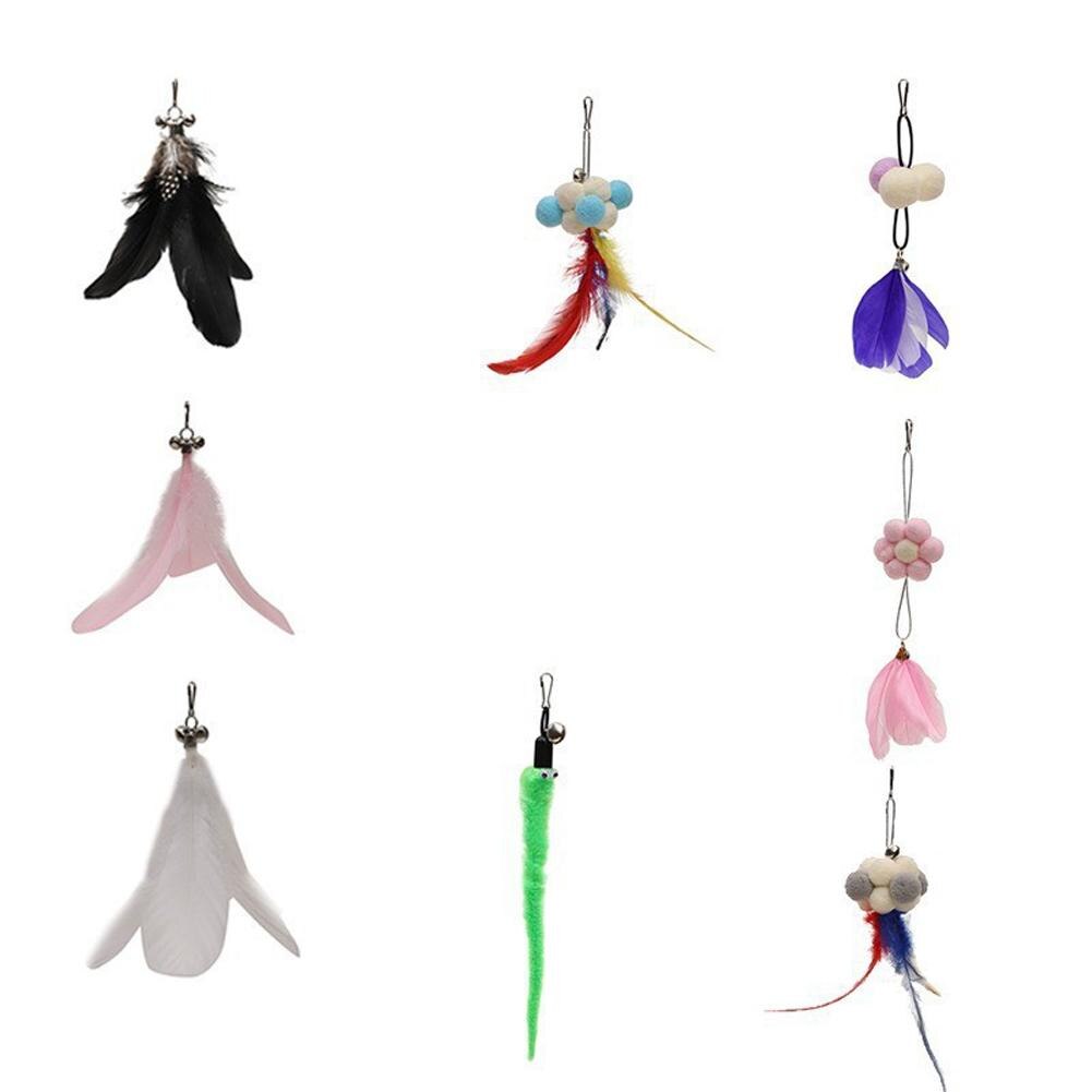 Funny Cat Teaser Stick Replaceable Hook Design Suction Cup Long Rod Interactive Feather Teaser Stick Pet Supplies