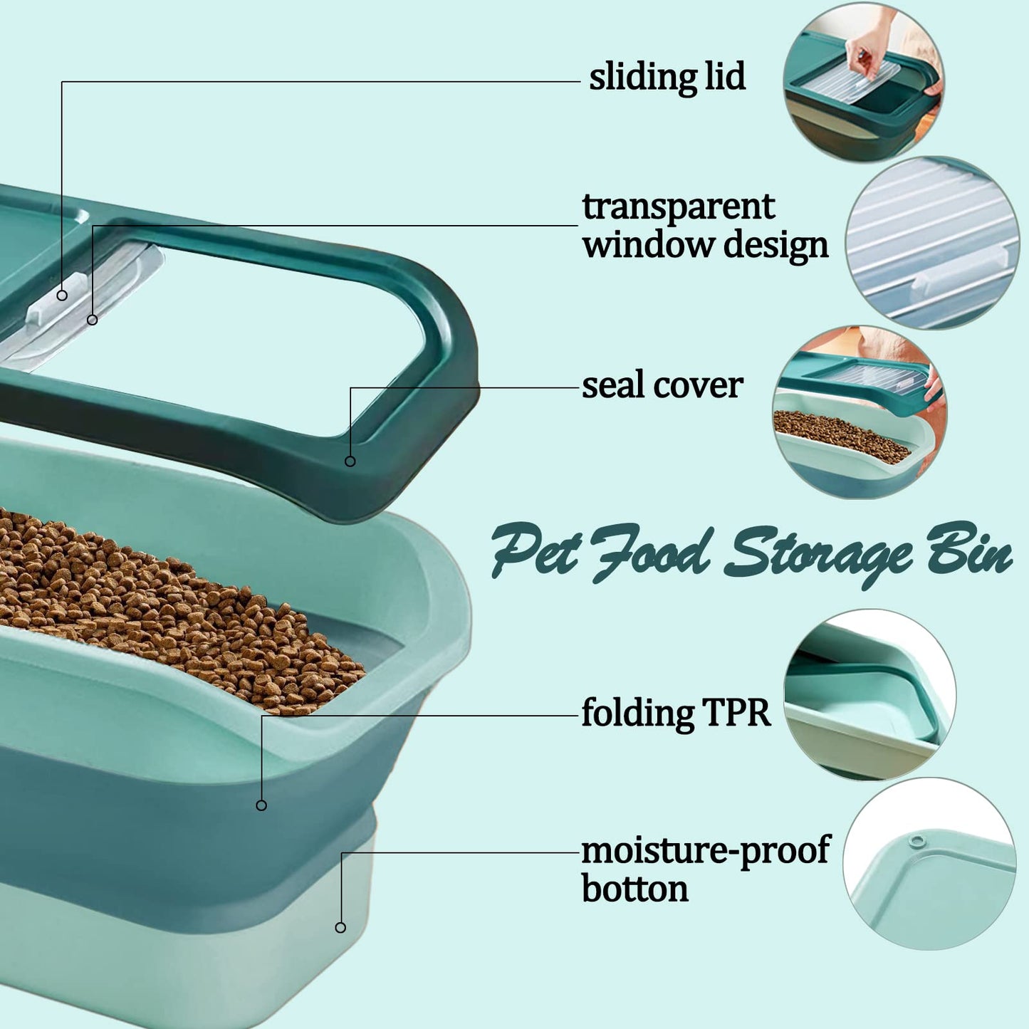 HOOPET Foldable Food Storage Drum Collapsible Cat Dog Food Storage Container Pet Dog Moisture-proof Grain Box with Lids Sealing